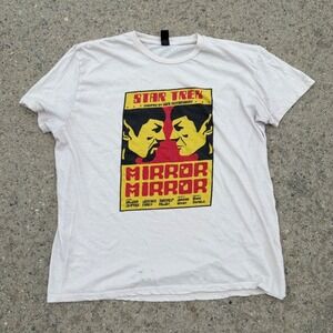 Vintage Star Trek Mirror Mirror Spock Graphic T-Shirt Cream Retro Sci-Fi Tee